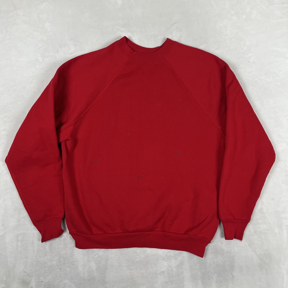 Vintage Discus Athletic Raglan Sweatshirt Mens XL Red Fleece Crewneck Blank